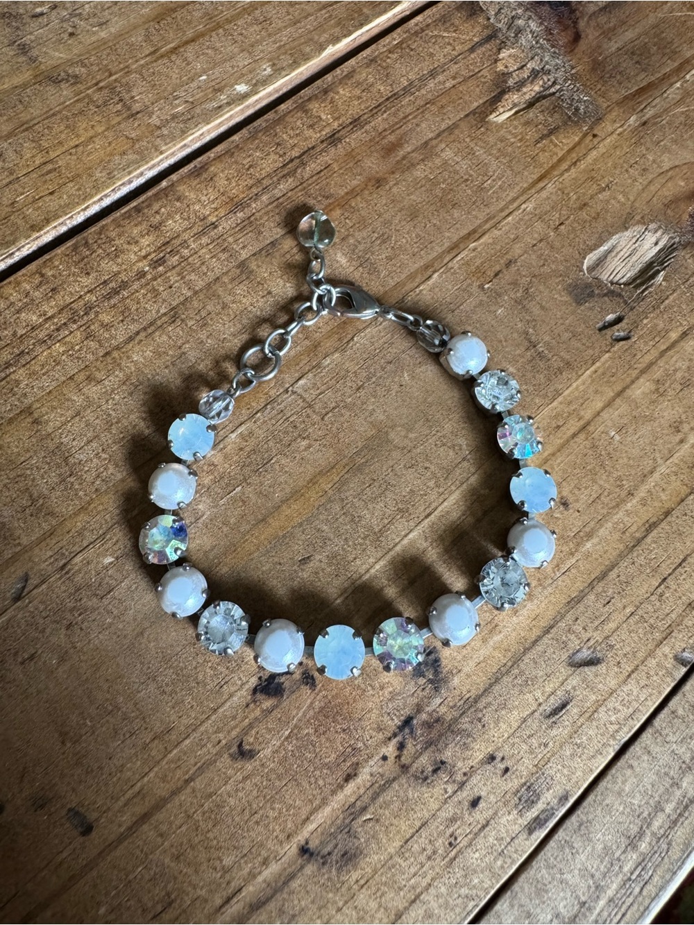 Sabika white opal crystal pearl bracelet 7” - 8 1/2”